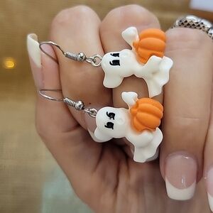 Pumpkin Ghost Blow Mold Drop Earrings